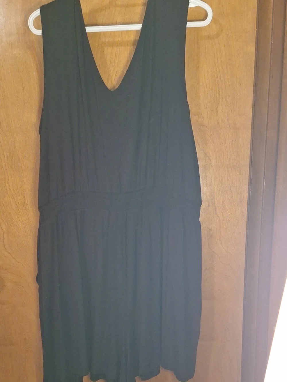 Black Sleeveless V-Neck Cover Up with Decorative Brooch